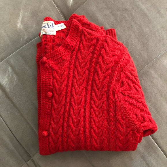 Vintage Sweaters - Vintage Red Cardigan Wool